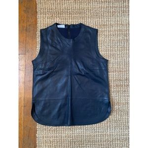 Akris punto leather mesh top